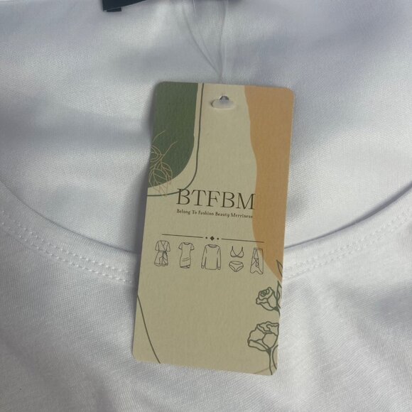 BTFBM Tank Dress Womens Large White Sleeveless Ruched Bodycom New - Picture 9 of 9